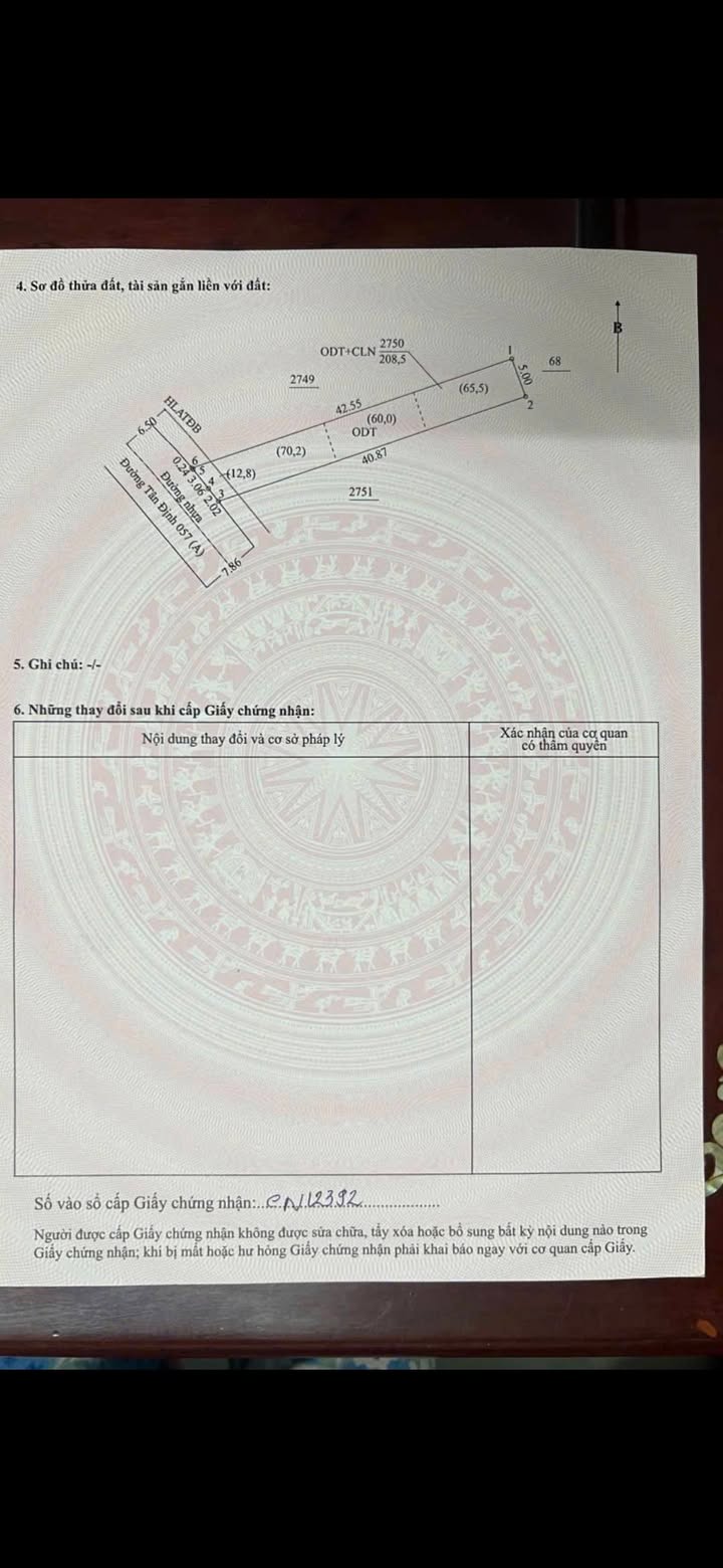 Đất nền Tân Định Bến Cát 210m² giá chỉ 1.1 tỷ - Cơ hội đầu tư tuyệt vời!