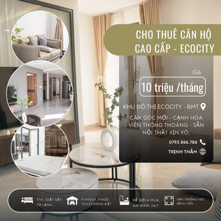 Căn hộ cho thuê tại Ecocity Premia, 10 triệu/tháng - Full nội thất, vào ở ngay!