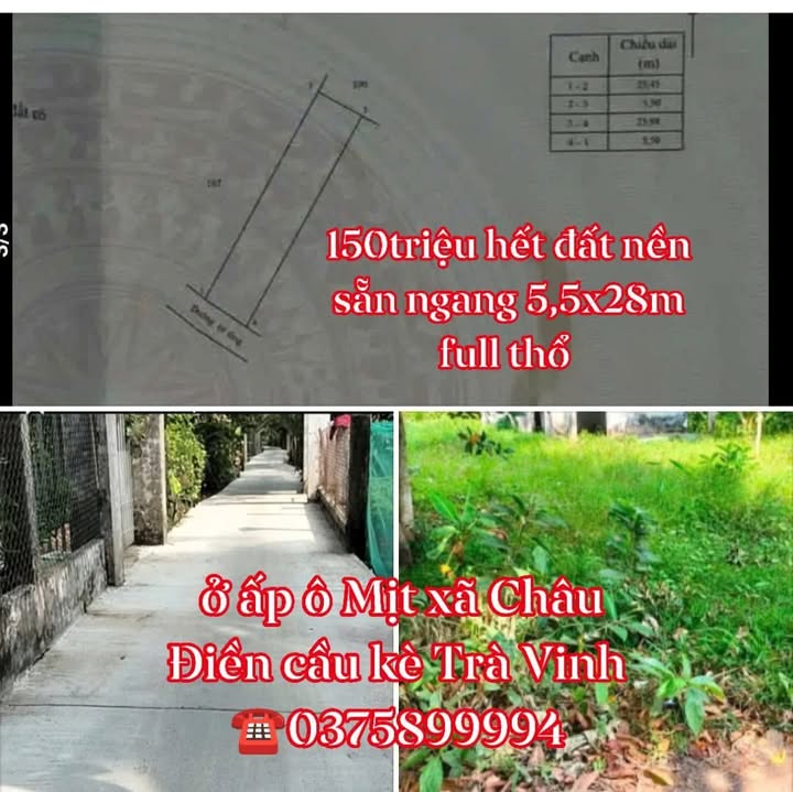 Đất thổ cư Châu Điền 154m² giá 150 triệu - Cơ hội đầu tư hấp dẫn!