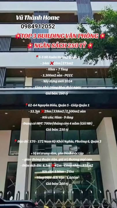 Building Văn Phòng 170-172 Nam Kỳ Khởi Nghĩa, Quận 3 - 338m² giá 260 tỷ - Vị trí đắc địa