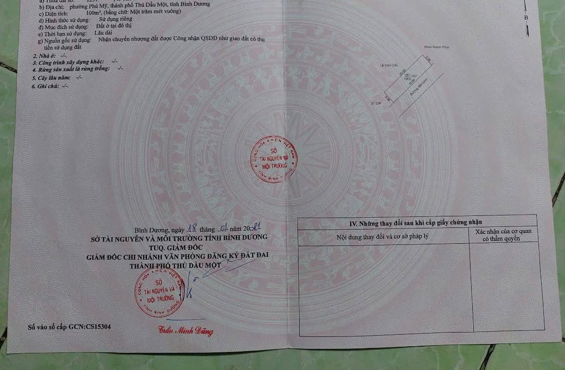 Đất thổ cư Thủ Dầu Một 100m² giá 1.2 tỷ - Sổ hồng đầy đủ, mặt tiền 20m!