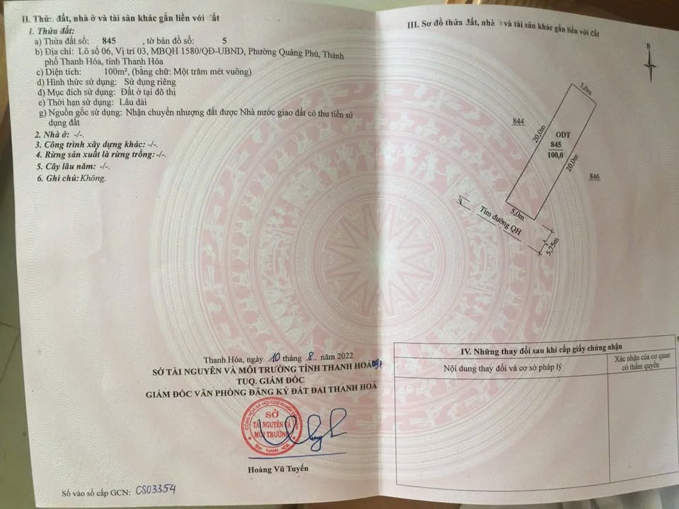 Đất nền Quảng Phú, Thanh Hóa 100m² giá chỉ 800 triệu - Đầu tư sinh lời ngay!