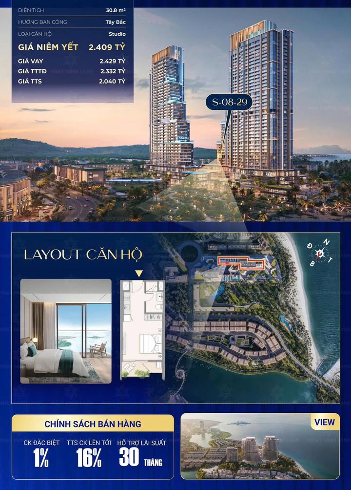 Căn hộ Aria Bay Hạ Long 30m² giá 2.4 tỷ - Sở hữu lâu dài, lợi nhuận hấp dẫn!