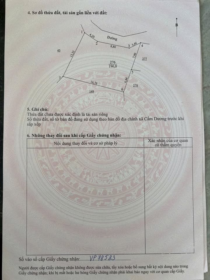 Đất thổ cư 196m² đường 19/5, Cẩm Dương, 300 triệu - Đầu tư sinh lời hấp dẫn!