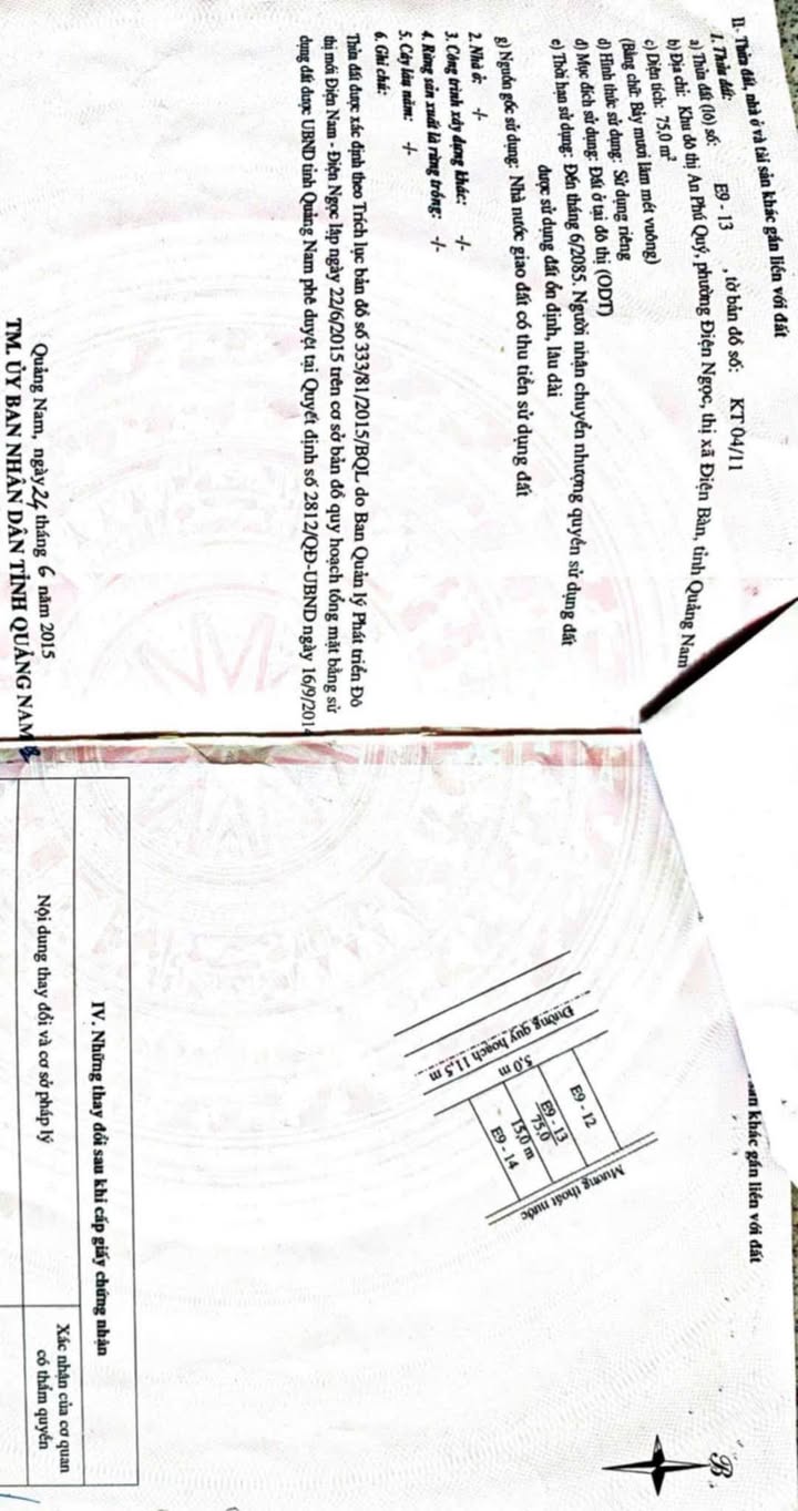 Đất nền khu đô thị An Phú Quý Điện Ngọc 75m² giá 2.45 tỷ - Cơ hội đầu tư hấp dẫn!