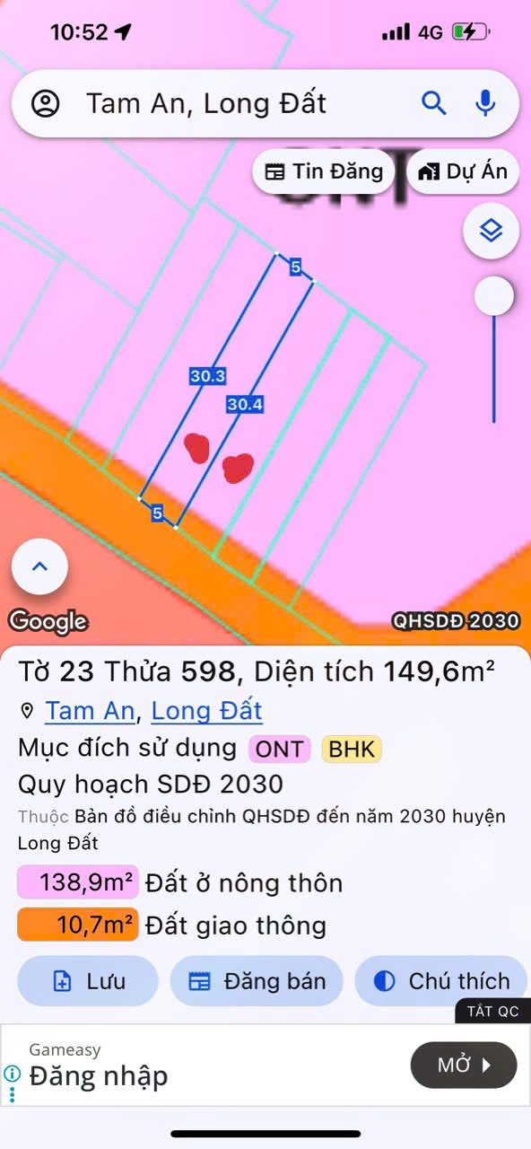Đất nền An Ngãi Long Điền 150m² giá 780 triệu - Sổ hồng thổ cư 100%!