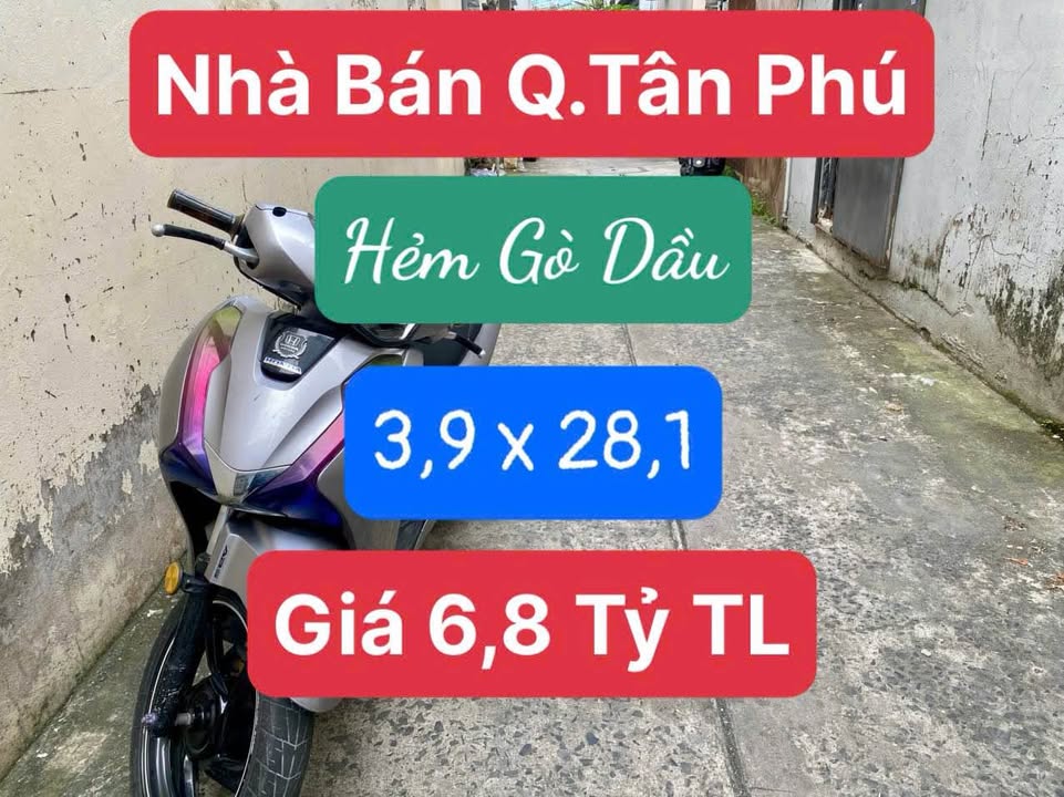 Nhà riêng hẻm Gò Dầu, Tân Phú 104m² giá 6.8 tỷ - Chính chủ bán gấp!