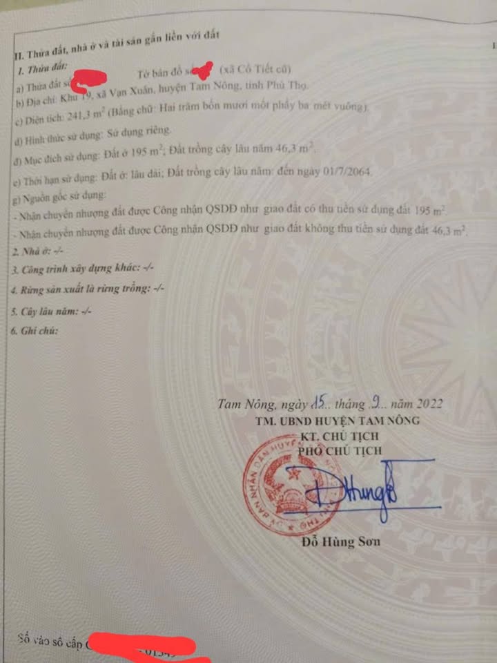 Đất vàng Vạn Xuân, Tam Nông 241m² - Cơ hội đầu tư tuyệt vời!