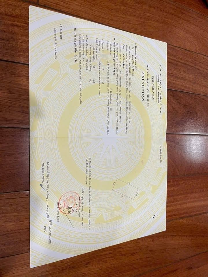 Đất nền khu đô thị Dịch Vọng Hậu 126m² giá 70 tỷ - Mặt tiền 7.16m đắc địa!