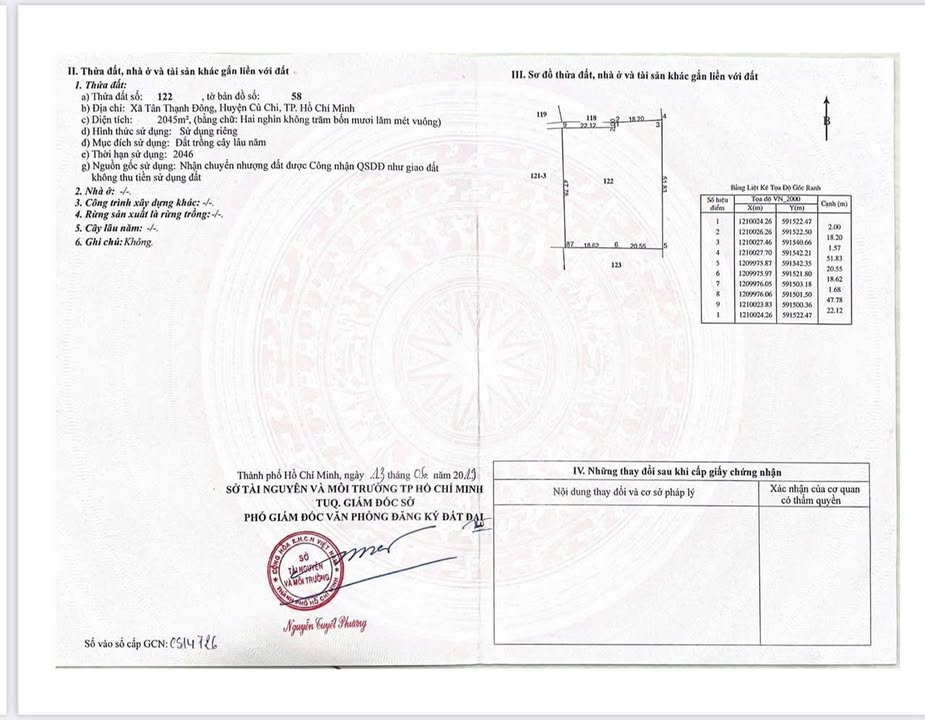 Lô đất vườn 2045m² tại xã Tân Thạnh Đông, Củ Chi - Tiềm năng nghỉ dưỡng lý tưởng!