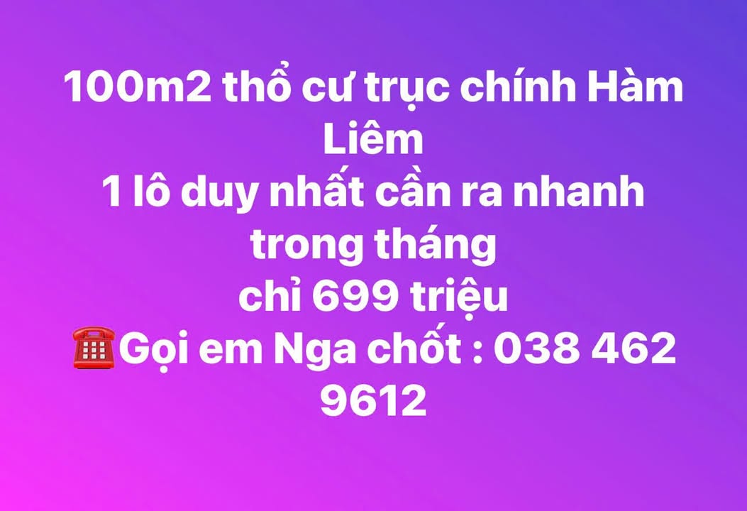 Đất nền 100m² tại Hàm Liêm, Hàm Thuận Bắc chỉ 699 triệu - Cơ hội vàng cho nhà đầu tư!