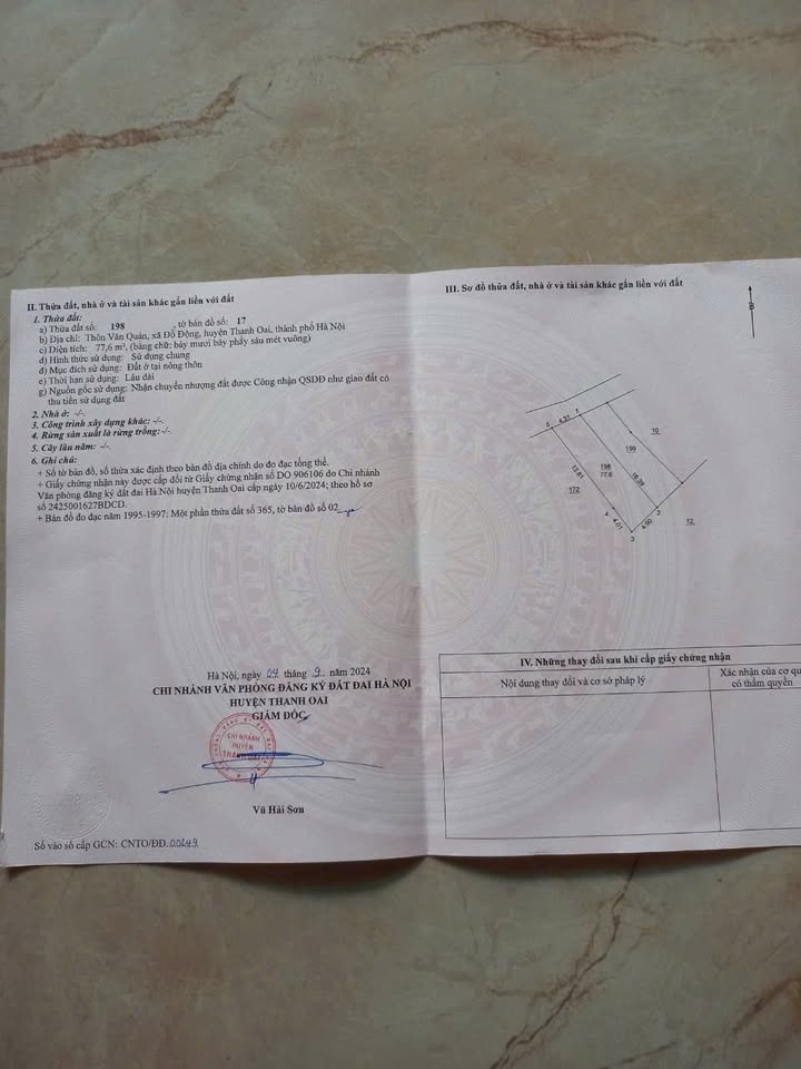 Đất nền thôn Văn Quán, xã Đỗ Động, huyện Thanh Oai, 77.6m² - Tiềm năng phát triển cao!