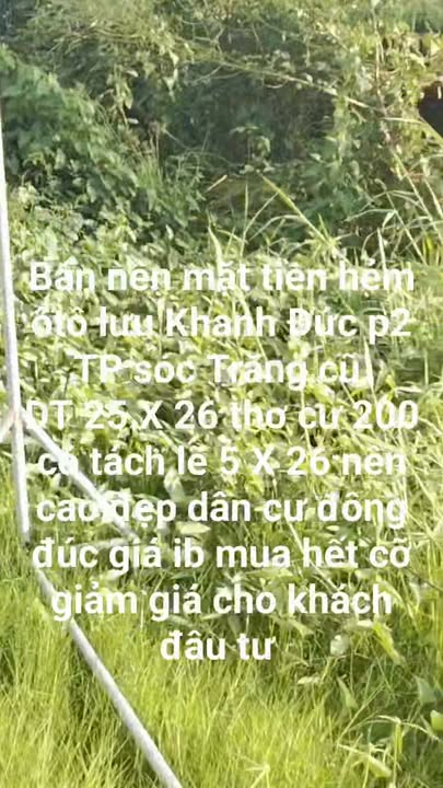 Đất nền hẻm xe ô tô Lưu Khánh Đúc, Sóc Trăng 25m² - Giá chỉ 1.3 tỷ VND!