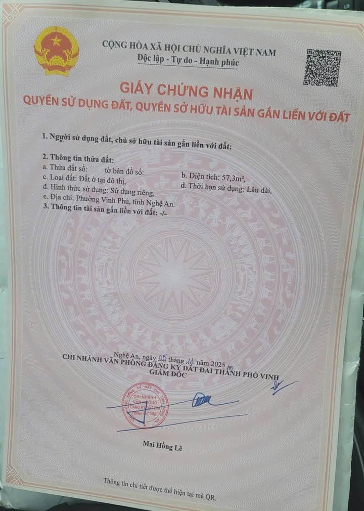 Đất nền Nghi Đức, Vinh 57,3m² giá thỏa thuận - Đường rộng thông thoáng!