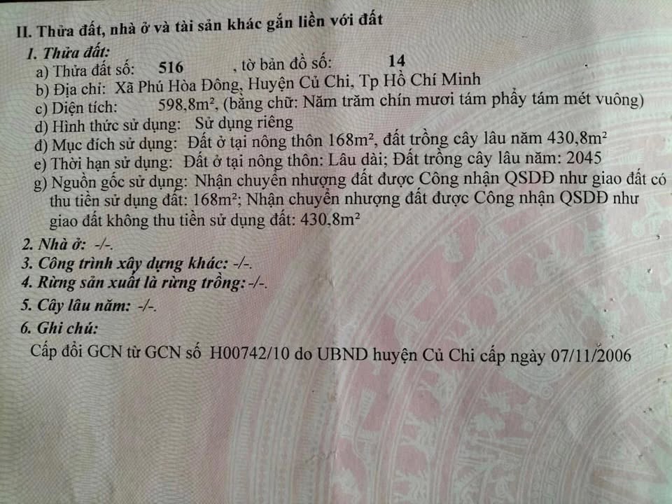 Nhà Phú Hòa Đông, Củ Chi 598m² giá 6.5 tỷ - Đầu tư sinh lời ngay!