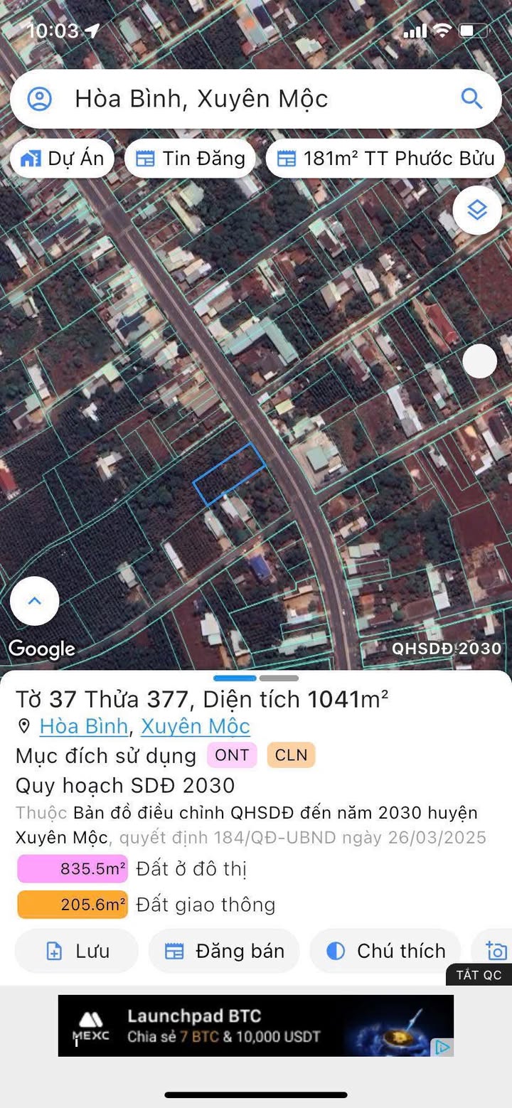 Đất mặt tiền đường 328, xã Hòa Bình, 1040m² giá 9.184 tỷ - Cơ hội đầu tư tuyệt vời!