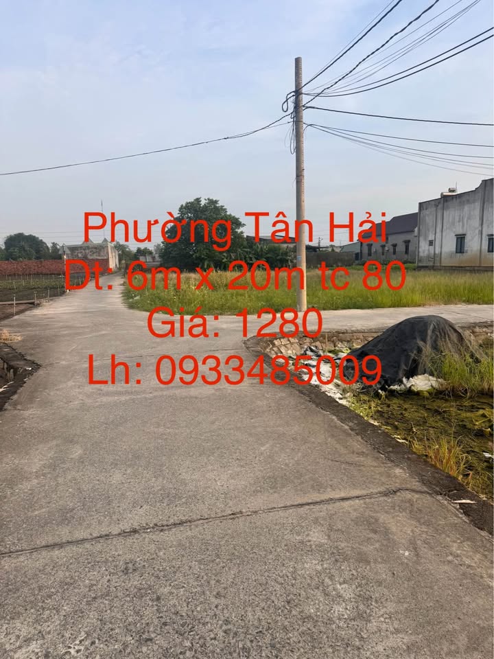 Đất thổ cư 120m² phường Tân Hải, Phú Mỹ - Giá chỉ 1.28 tỷ!