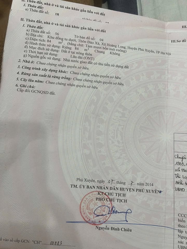 Đất nền chính chủ khu Đào Xá, Phú Xuyên 84m² giá 5 tỷ - Đường ô tô vào tận nhà!