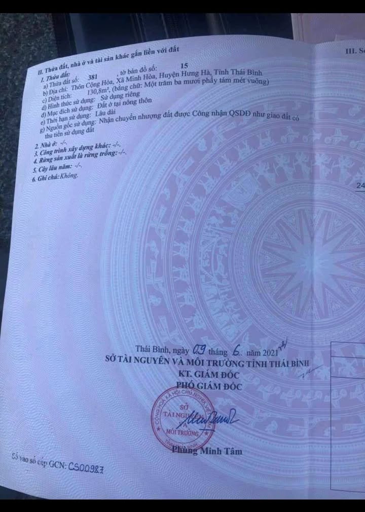 Đất thổ cư 130,8m² Thôn Cộng Hòa, Hưng Hà, Thái Bình - Vị trí đẹp, giá chỉ 1 tỷ!