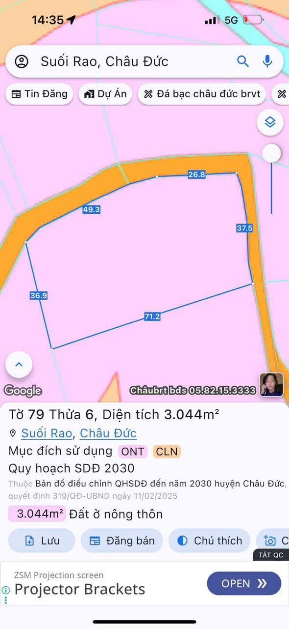 Đất nền 3 sào Suối Rao Châu Đức 10.899m² giá 4 tỷ - Đầu tư sinh lời ngay!