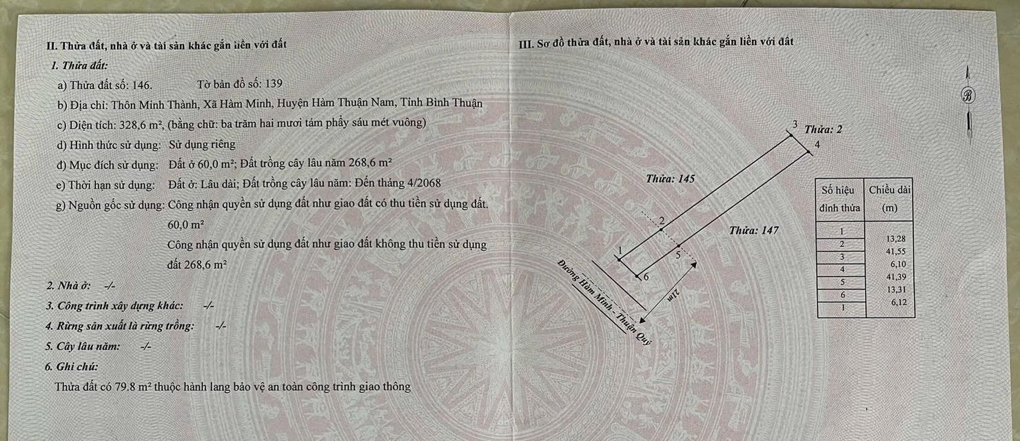 Đất nền mặt tiền đường Hàm Minh Thuận Quý 2501m² - Tiềm năng kinh doanh lớn!