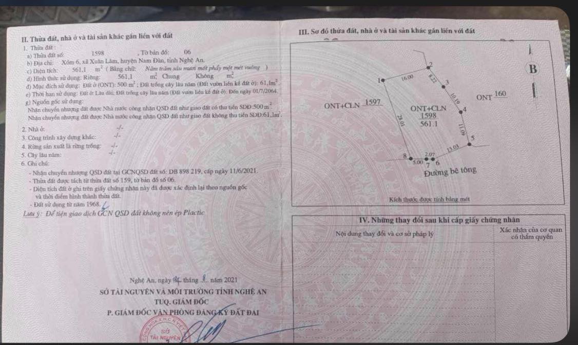 Lô đất 561m² Xóm 6 Xuân Lâm - Cơ hội hiếm có cho nhà vườn nghỉ dưỡng!