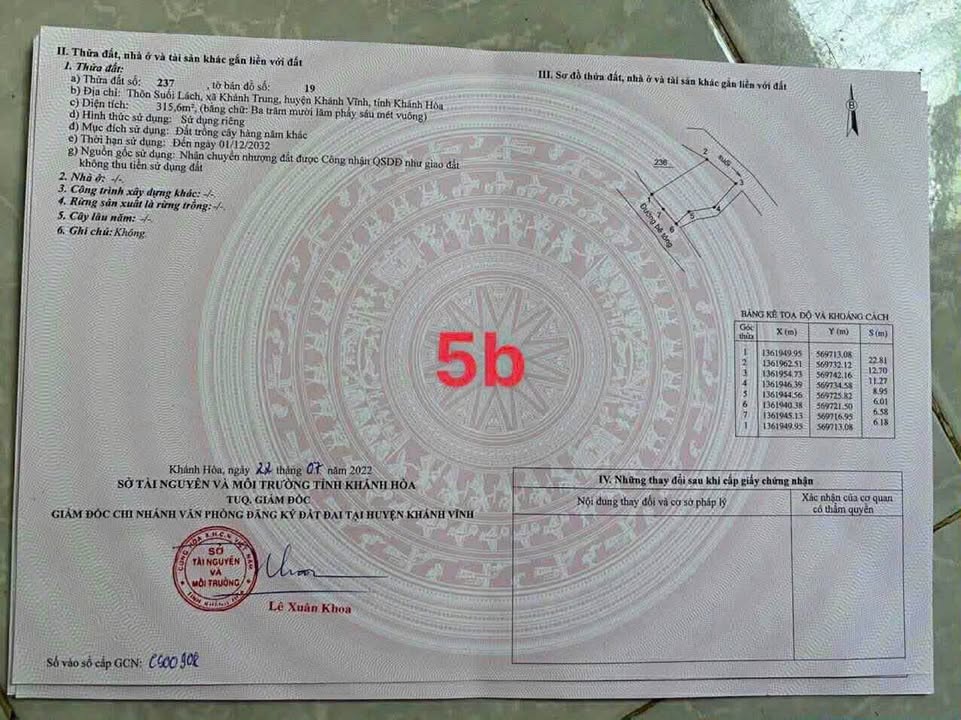 Đất thổ cư Khánh Trung 315m² giá 199 triệu - Sổ đỏ chính chủ, gần khu dân cư!