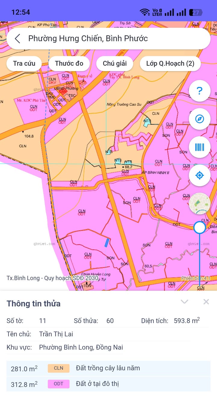 Đất thổ cư 590m² ở Bình Long, giá chỉ 650 triệu - Đầu tư lý tưởng!