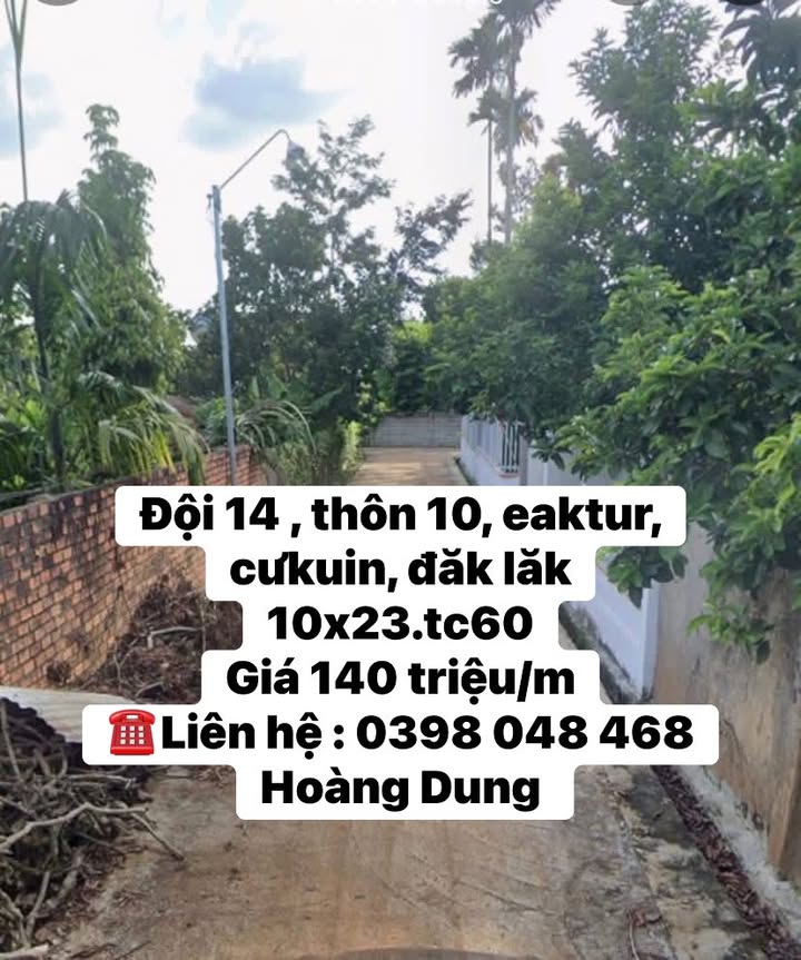 Đất thổ cư 230m² đội 14 thôn 10 Ea Ktur, Cư Kuin - Giá chỉ 230 triệu!