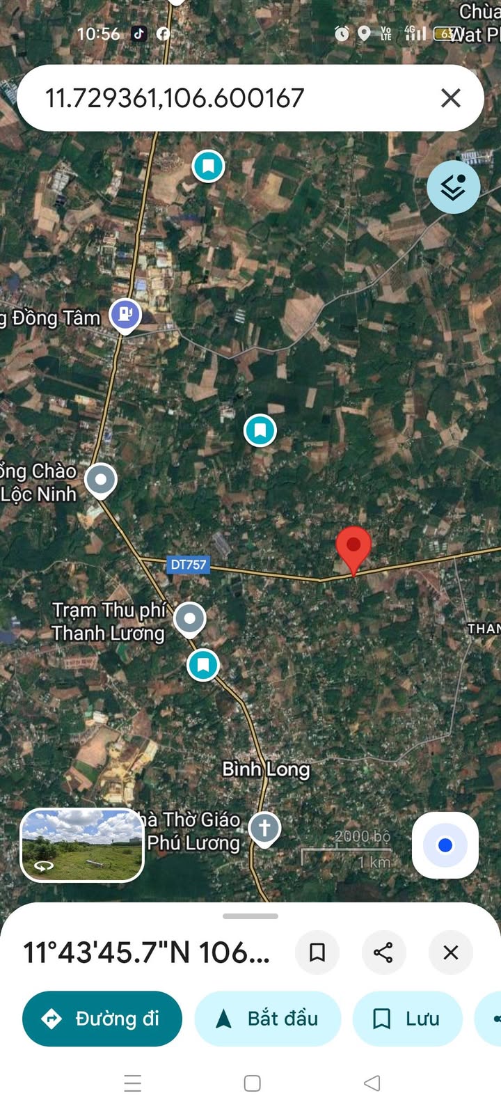 Đất thổ cư 210m² đường ĐT 757, xã Thanh Lương, Bình Long - Giá chỉ 4xx triệu!