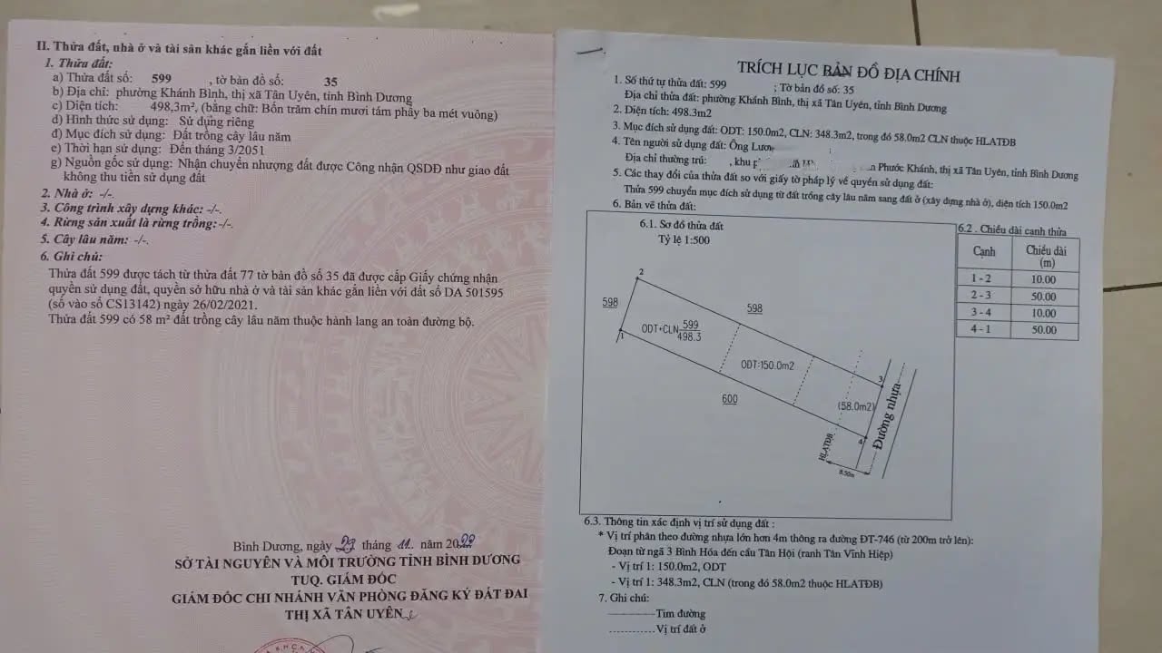 Đất nền Tân Hiệp, Tân Uyên 500m² - Cơ hội đầu tư sinh lời!