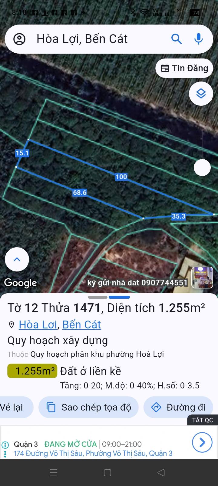 Đất thổ cư 1255m² phường Hòa Lợi, Bến Cát - Gần KCN Visip 2, giá đầu tư tốt!