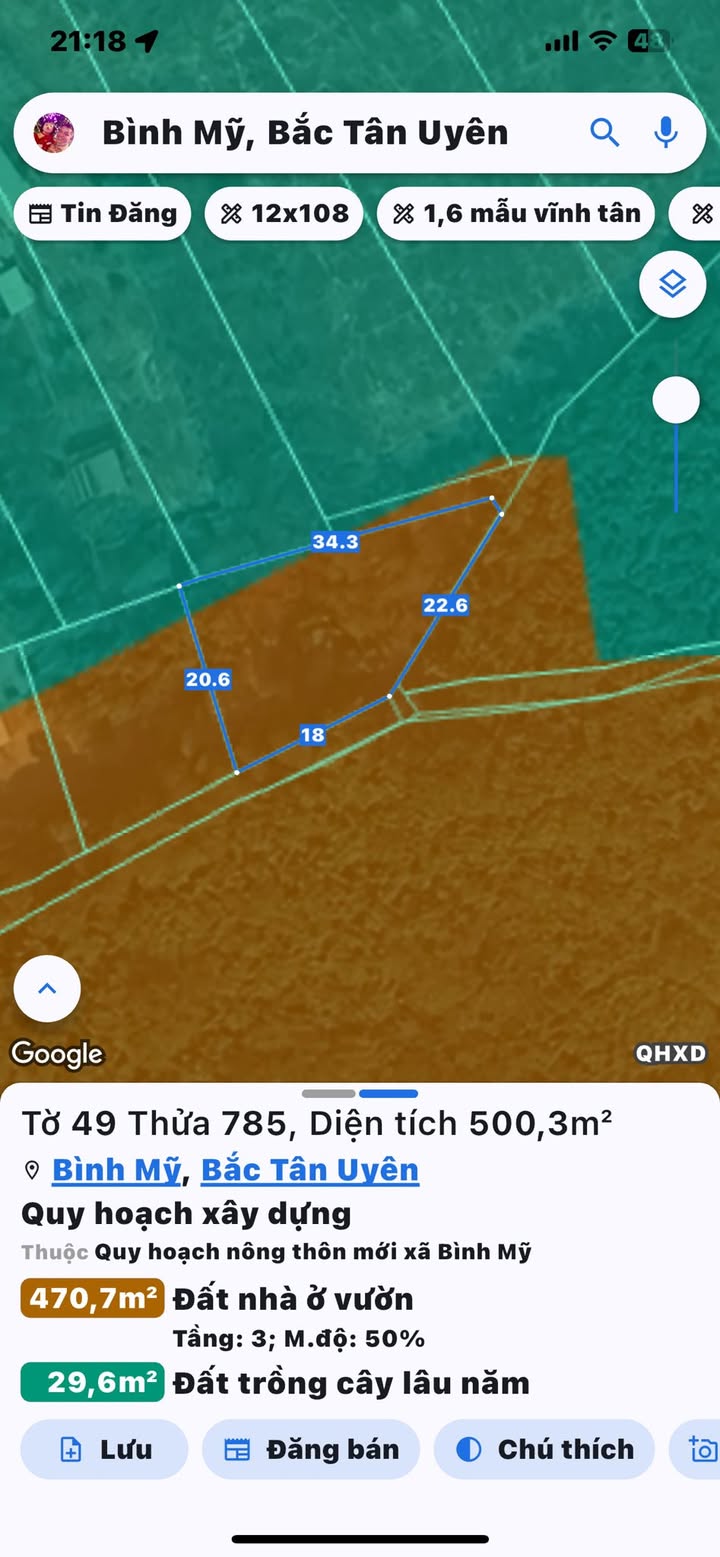 Đất thổ cư Bình Mỹ - Bắc Tân Uyên 500m² giá 2 tỷ - Chính chủ bán gấp!