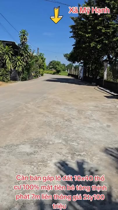 Đất nền ấp Nhơn Hòa, xã Mỹ Hạnh 400m² giá 2.1 tỷ - Chủ cần bán gấp!