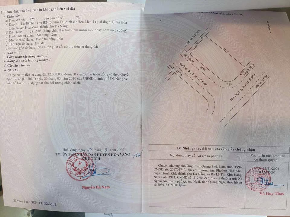 Đất nền Hòa Liên 281m² giá thỏa thuận - Lô góc hướng Đông Nam