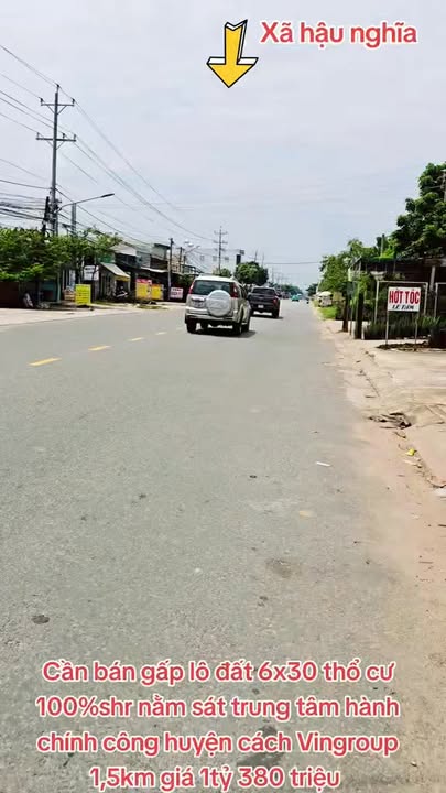 Đất thổ cư Hậu Nghĩa 180m² giá 1.38 tỷ - Vị trí đẹp, cơ hội đầu tư sinh lời!