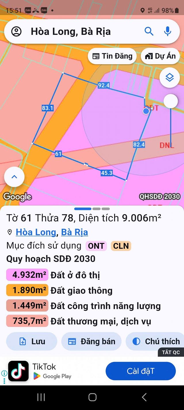 Đất Hòa Long 1000m² giá 20 tỷ - Khuôn viên lý tưởng cho cây ăn trái!