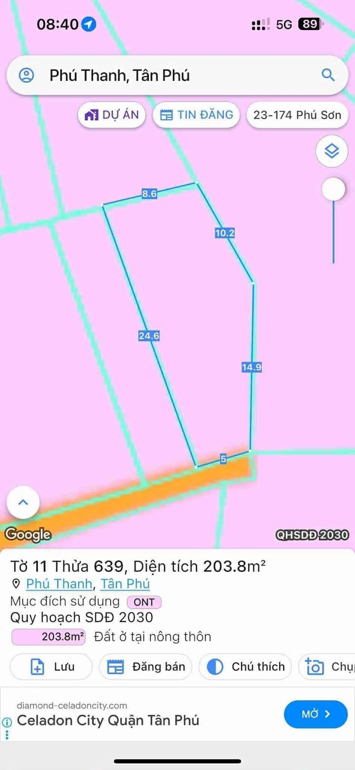 Đất thổ cư Tân Phú 203m² giá 650 triệu - Cơ hội đầu tư tuyệt vời!