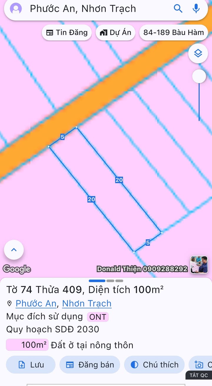 Đất thổ cư 100% tại đường Hùng Vương, Nhơn Trạch 100m² chỉ 1.35 tỷ - Cơ hội đầu tư sinh lời!