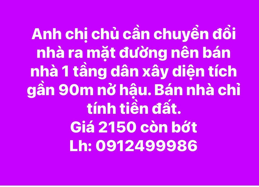 Nhà 1 tầng đường Bùi Bằng Đoàn, 90m² giá chỉ 2.15 tỷ - Cơ hội đầu tư hấp dẫn!