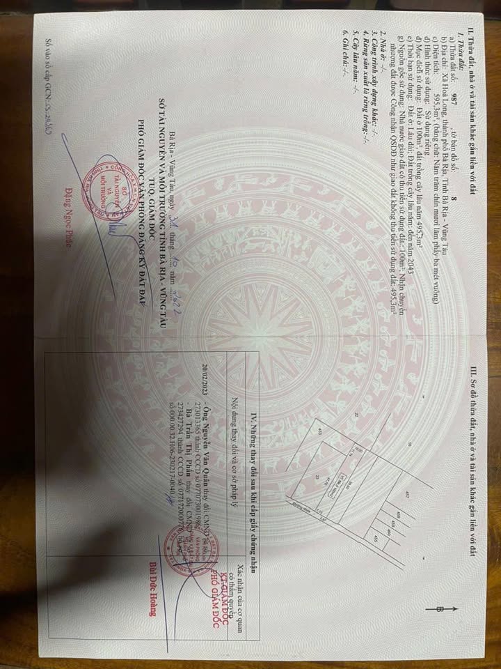 Đất thổ cư Hòa Long Bà Rịa 593m² giá 2.8 tỷ - Cơ hội đầu tư tuyệt vời!