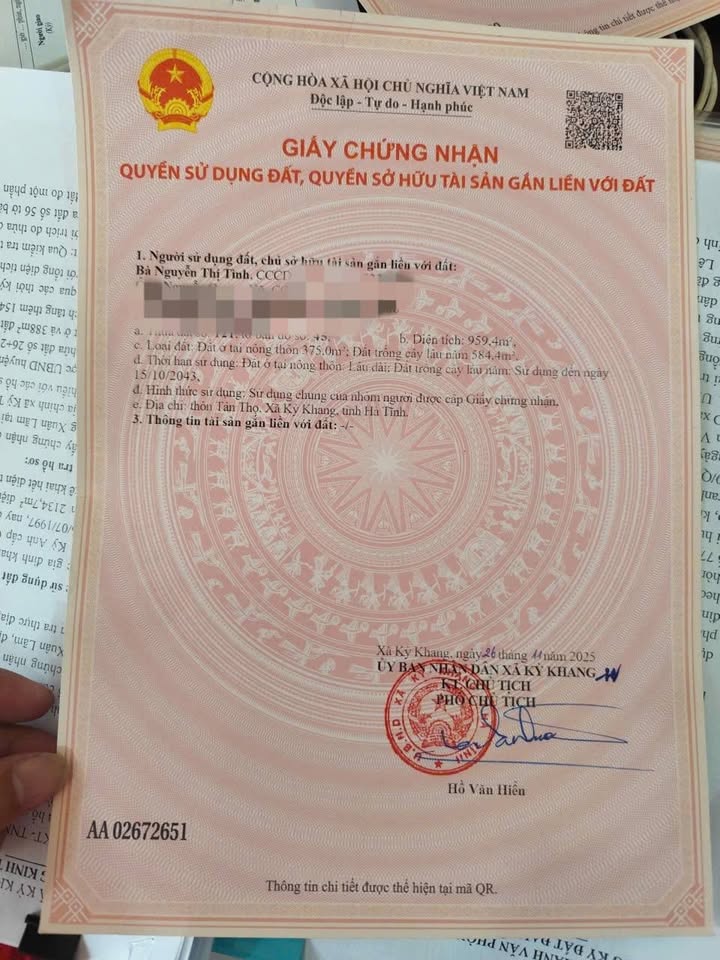 Đất nền chính chủ tại thôn Tân Thọ, xã Kỳ Khang, 260m² - Giá chỉ 450 triệu!