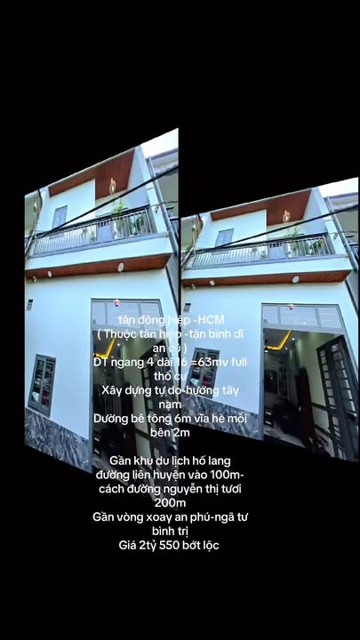 Nhà phố Tân Đông Hiệp Dĩ An 63m² giá 2.55 tỷ - Xây dựng tự do, hướng Tây Nam!