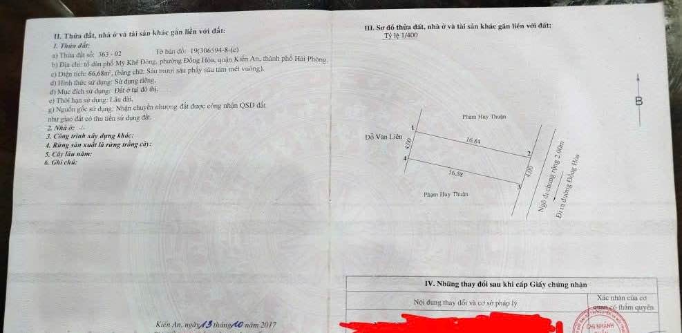 Lô đất 66,68m² Đồng Hoà, Kiến An giá 3 tỷ - Vị trí đắc địa, pháp lý rõ ràng!