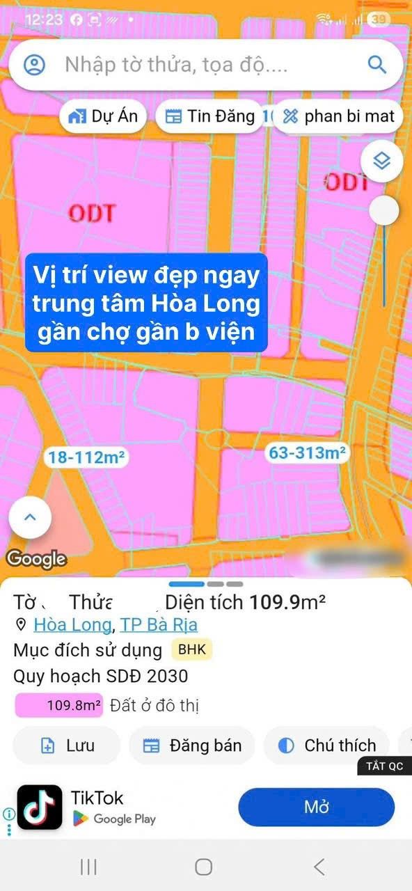 Đất nền Hòa Long Bà Rịa 110m² giá 1.8 tỷ - Sổ hồng riêng, vị trí đẹp!