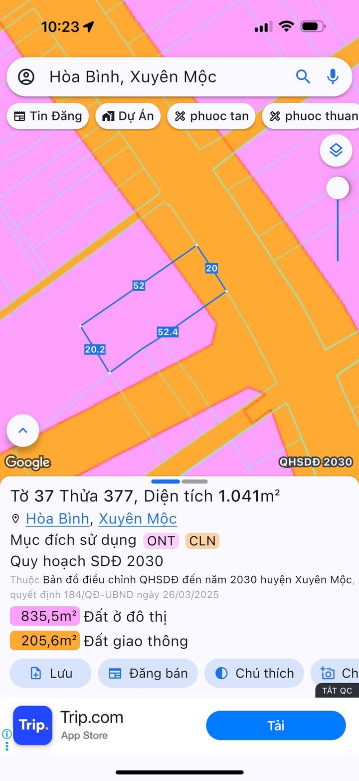 Đất mặt tiền tỉnh lộ 328, Xuyên Mộc, 1040m² giá 11.44 tỷ - Kinh doanh cực tốt!