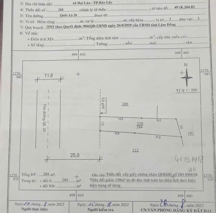 Đất mặt tiền Quốc lộ 20 Bảo Lộc 284m² giá 3.2 tỷ - Cơ hội đầu tư hấp dẫn!