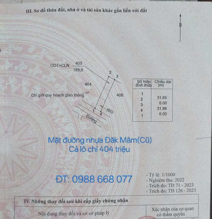 Đất nền mặt đường nhựa Thị Trấn Đăk Mâm 192m² giá 404 triệu - Cơ hội đầu tư hấp dẫn!