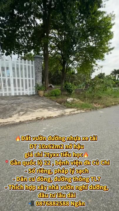 Đất vườn xã Thái Mỹ 620m² chỉ 2 tỷ - Đường nhựa xe tải tiện lợi!