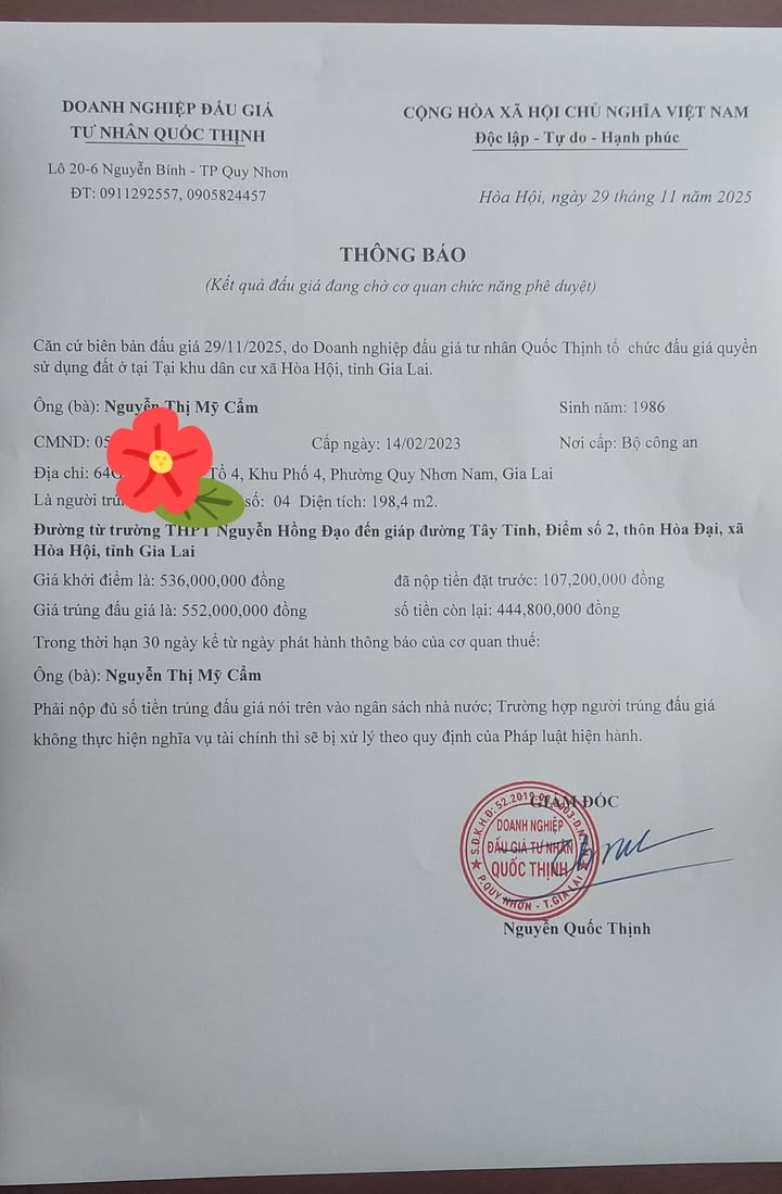 Đất nền Hòa Hội, Phù Cát 199m² giá thỏa thuận - Mặt tiền đường nhựa rộng rãi!